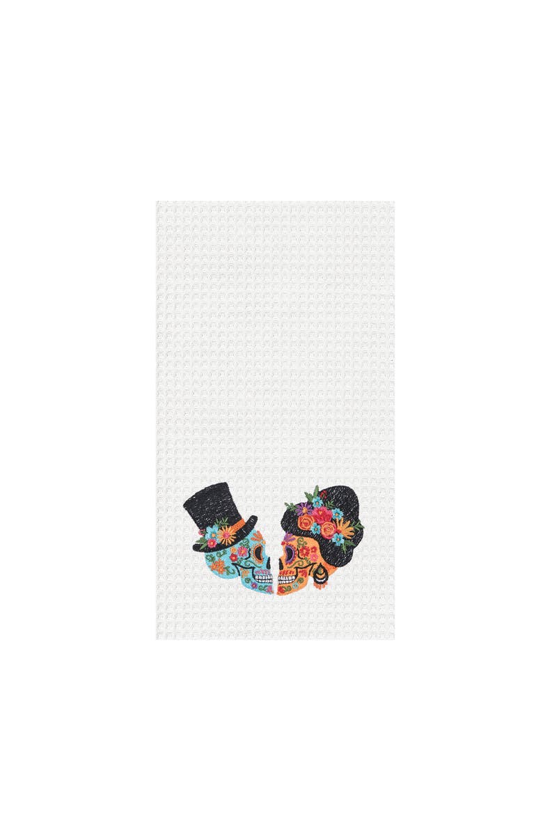 C&F Home Sugar Skull Couple Towel, Main, color, White