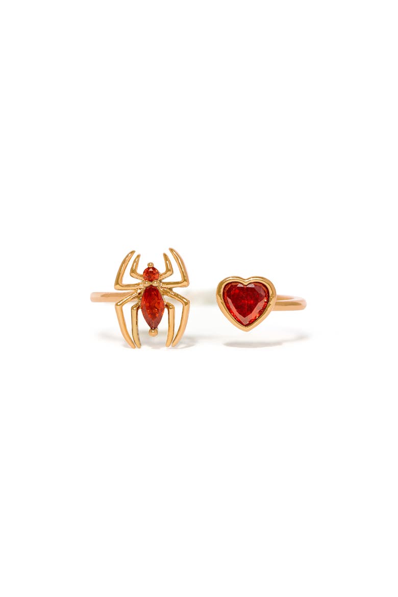 Marvel's Spider-Man Web of Love Cubic Zirconia Bypass Ring, Main, color, GOLD