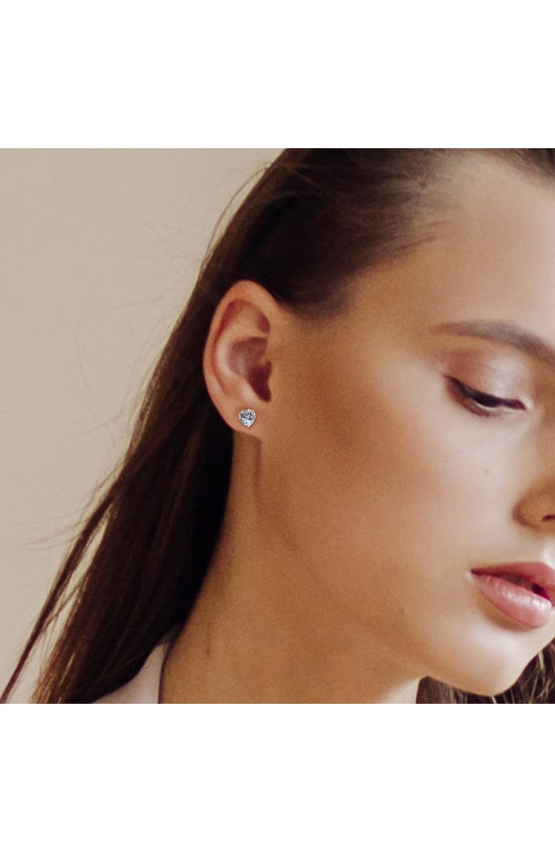 DELMAR Heart Cut Sky Blue Topaz Stud Earrings, Alternate, color, Blue