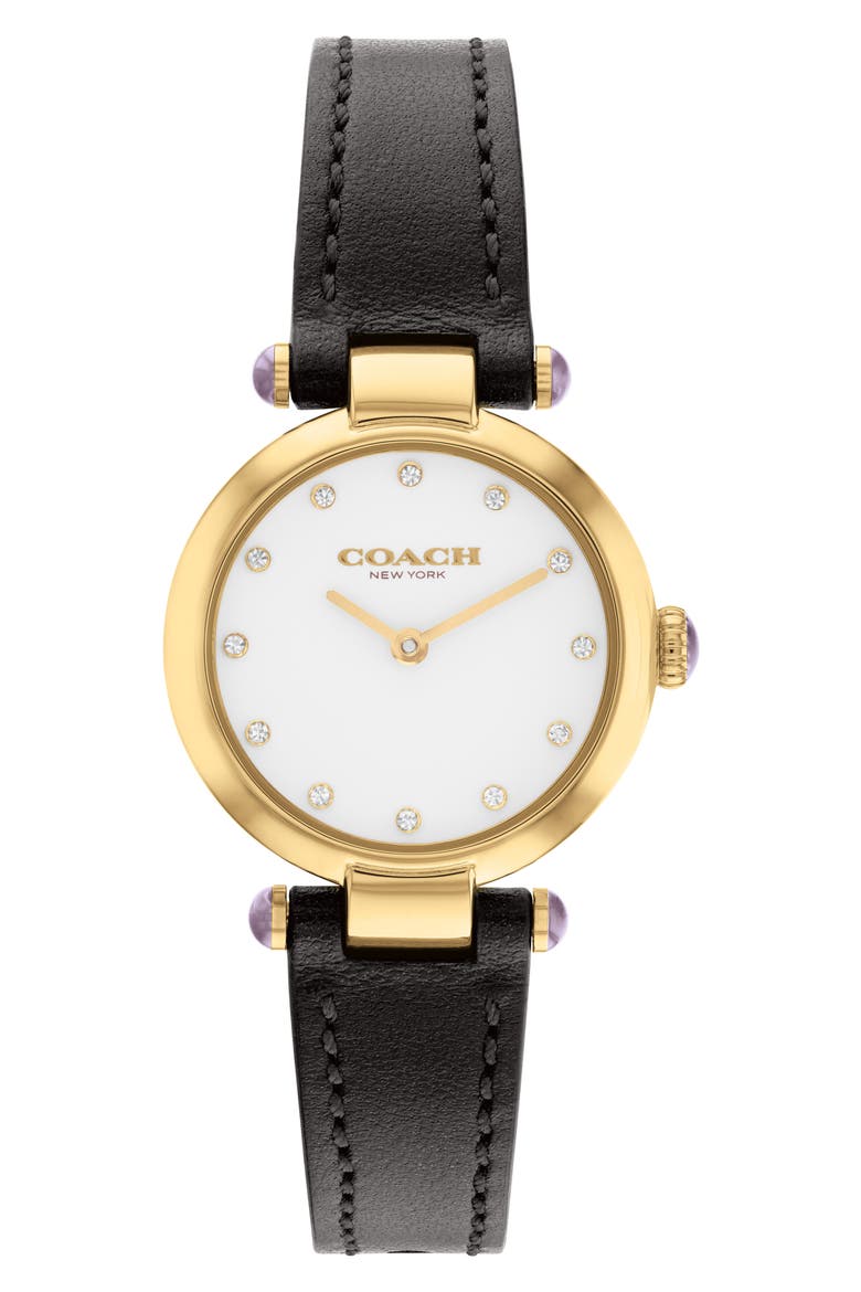 Cary Leather Strap Watch, 26mm, Main, color, GOLD