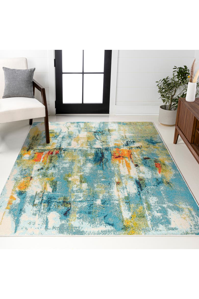 Groovy Solid Shag Area Rug, Alternate, color, Blue/Cream