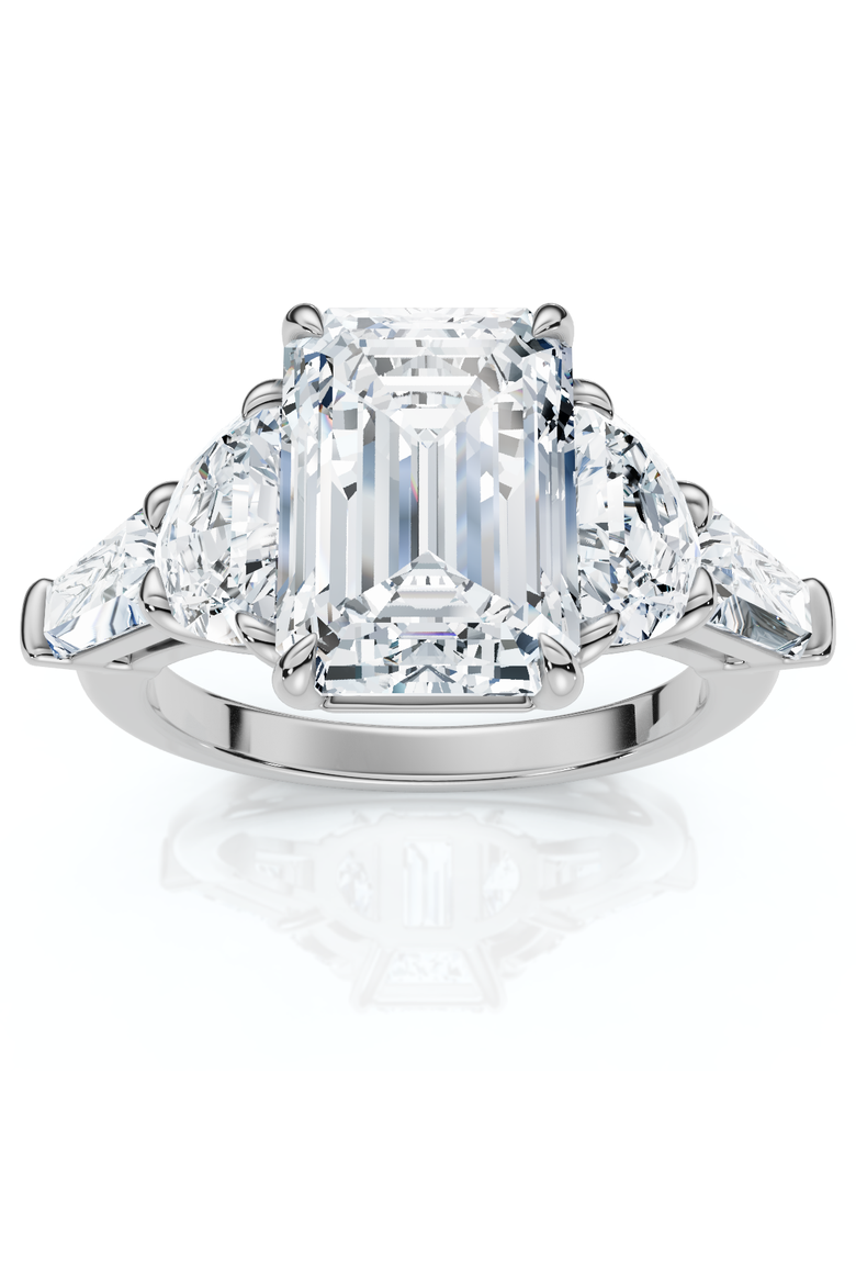 Certified 4 1/2Ct Tessa Emerald Engagement Ring 14k Gold Lab Grown, Main, color, 14k White Gold