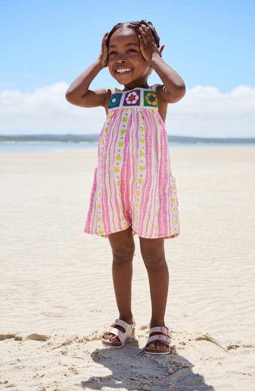 Next Kids' Crochet Trim Stripe Cotton Romper In Multi