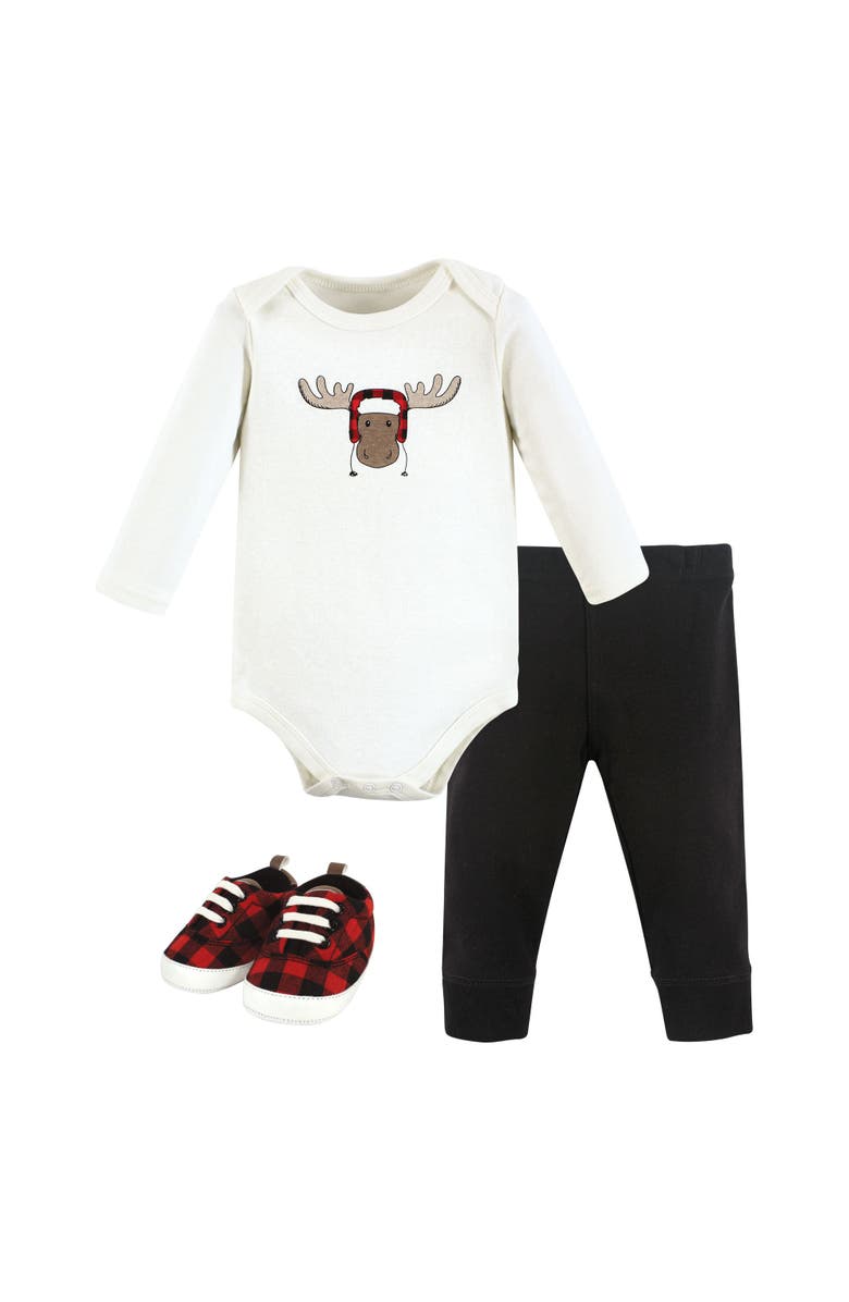 Hudson Baby Long Sleeve Bodysuit, Pants and Shoe, Main, color, Winter Moose