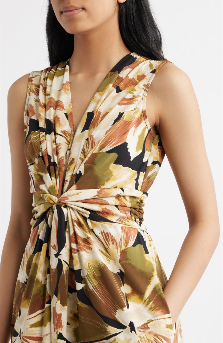 Anne Klein Twist Front Sleeveless Maxi Dress, Alternate, color, Anne Black Mutli