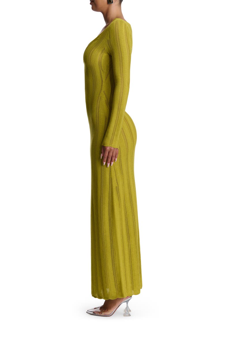 Long Sleeve Knit Maxi Dress, Alternate, color, CHARTREUSE
