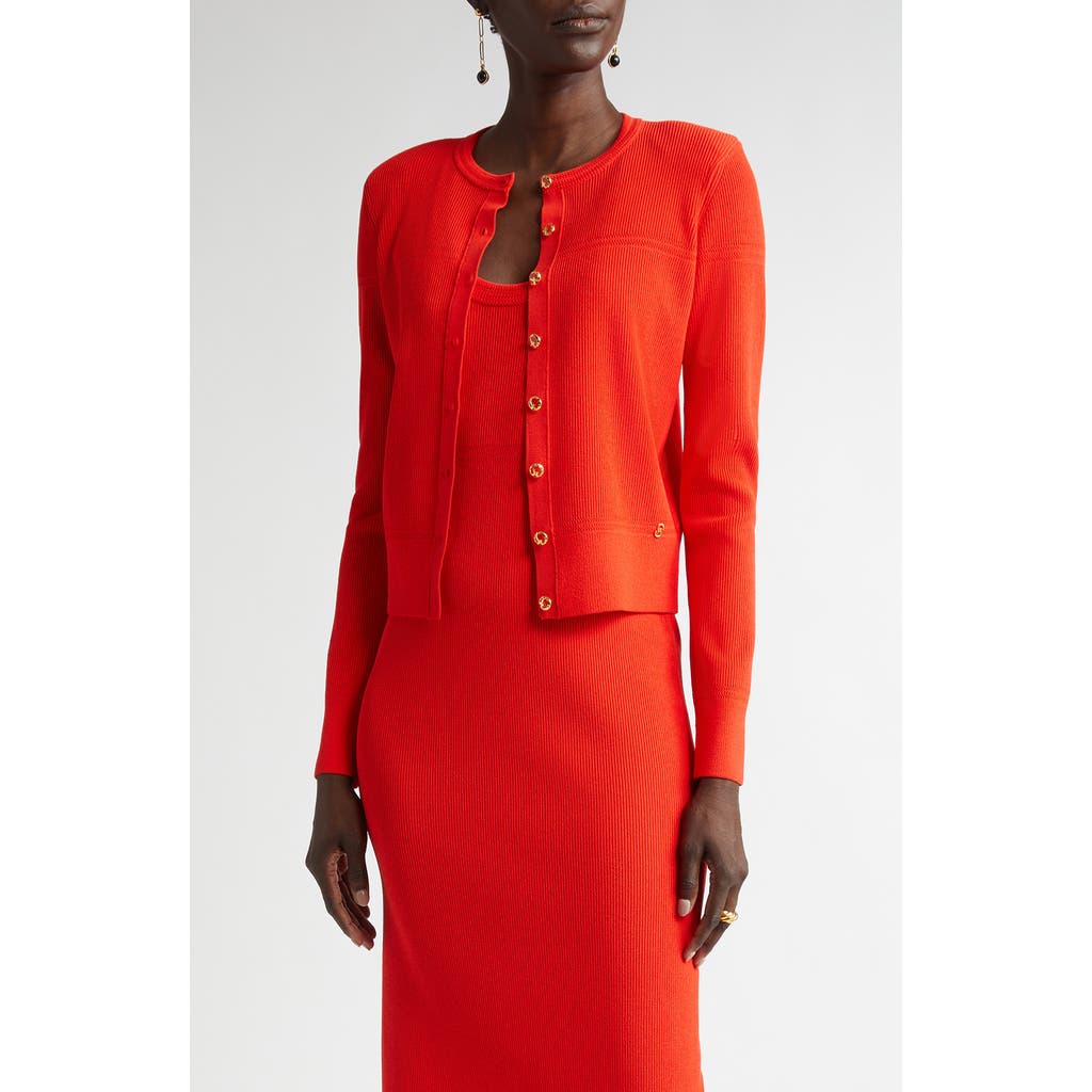 St John St. John Collection Crewneck Cardigan In Geranium