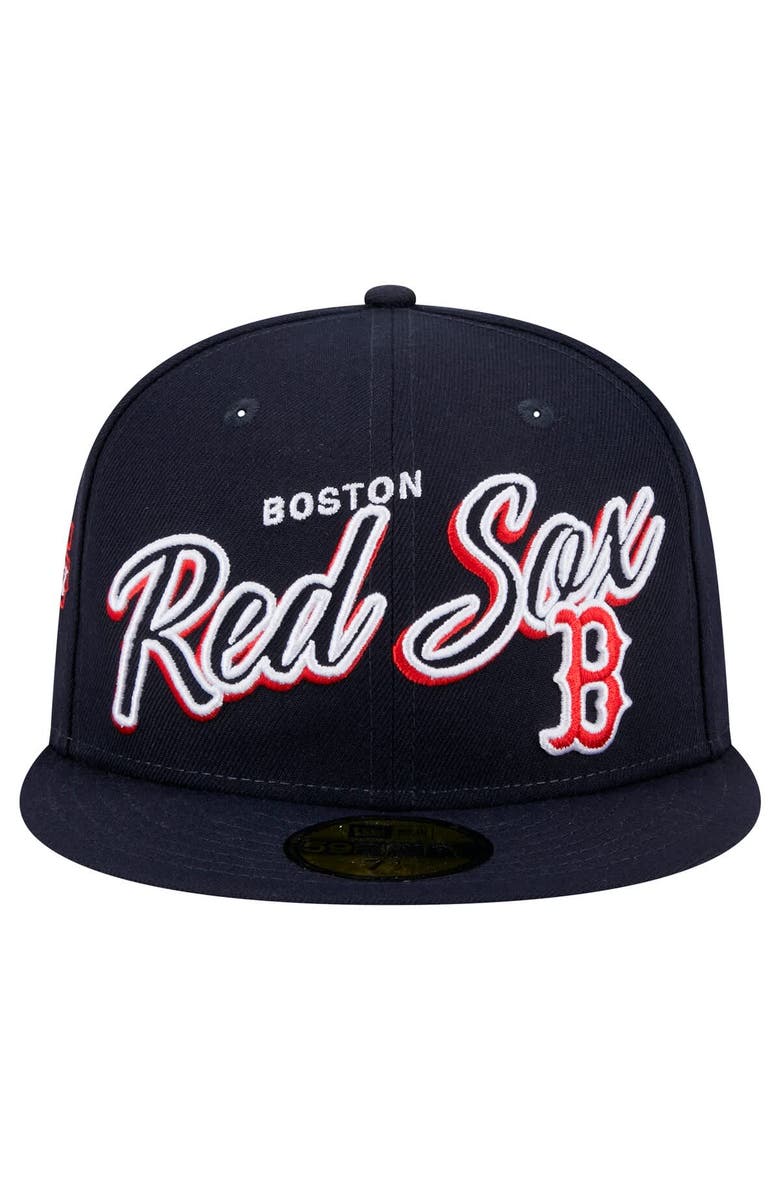 New Era Men's New Era Navy Boston Red Sox Script Sided 59FIFTY Fitted Hat, Alternate, color, Navy