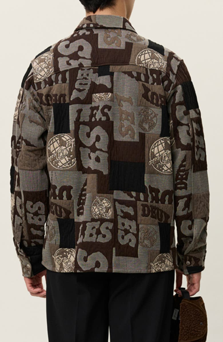 Les Deux Kaleb Patchwork Jacquard Overshirt, Alternate, color, Mountain Grey Brown
