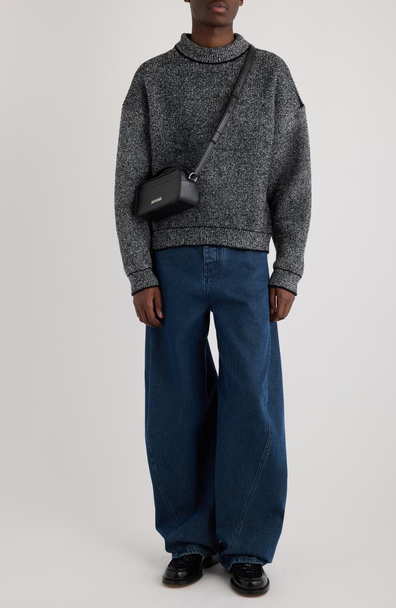 Jacquemus La Maille Curvo Oversize Mock Neck Sweater, Alternate, color, Multi-White