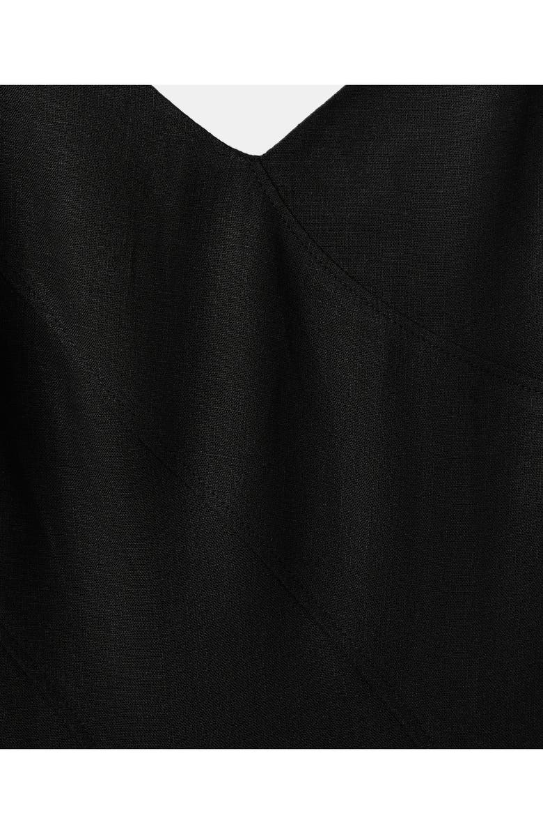 MANGO Sleeveless Linen Blend Midi Dress, Alternate, color, Black