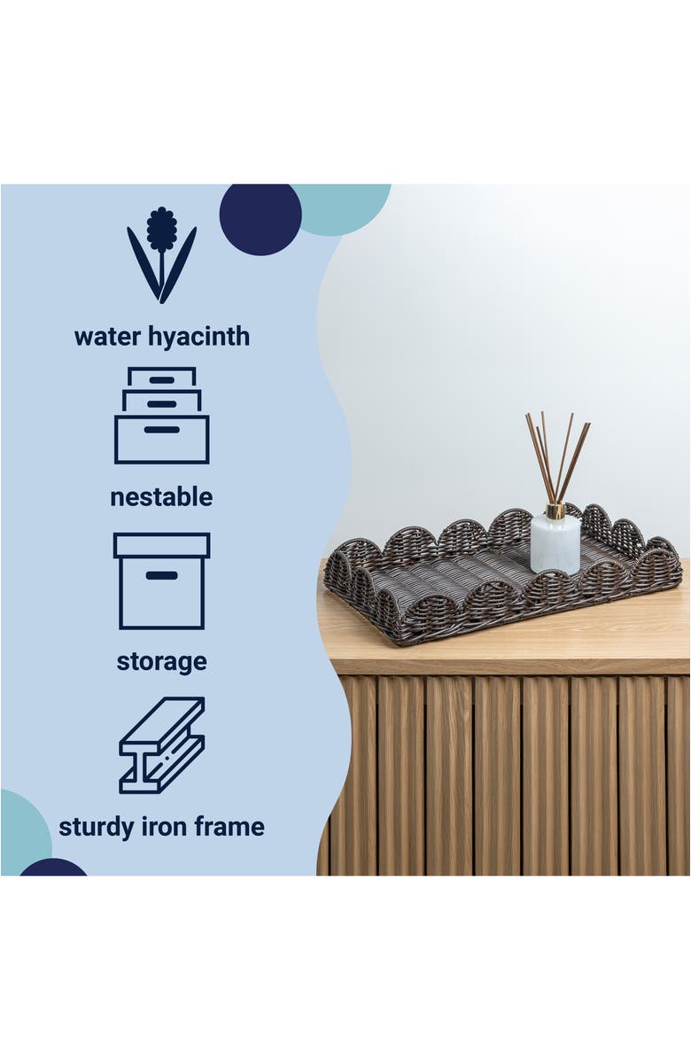 HAPPIMESS Parker Southwestern Cottage Resin Scalloped Rectangular Decorative Serving Trays,, Alternate, color, Dark Brown