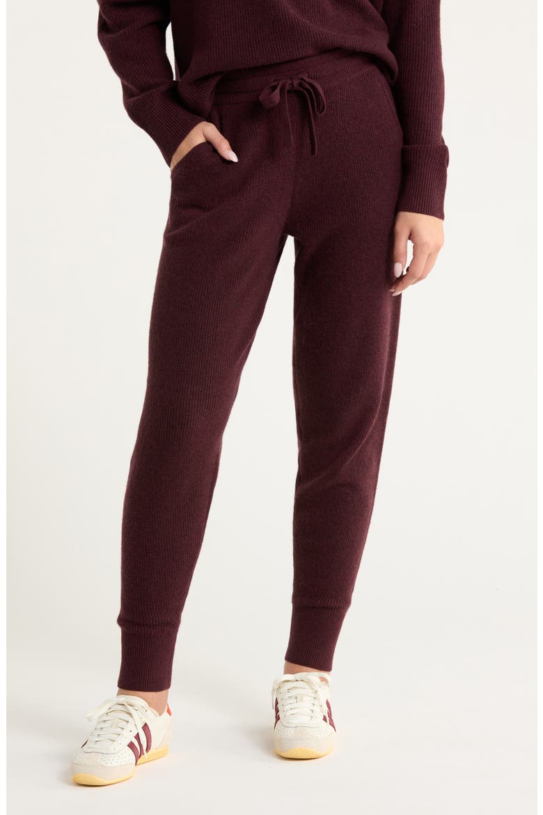 Wool & Cashmere Knit Joggers, Main, color, BURGUNDY FUDGE HEATHER