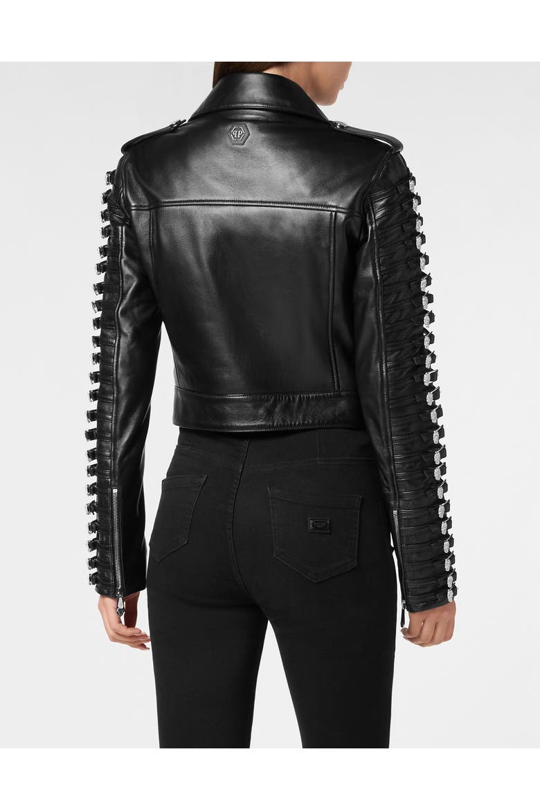 Leather Jacket Skull Women, Alternate, color, black