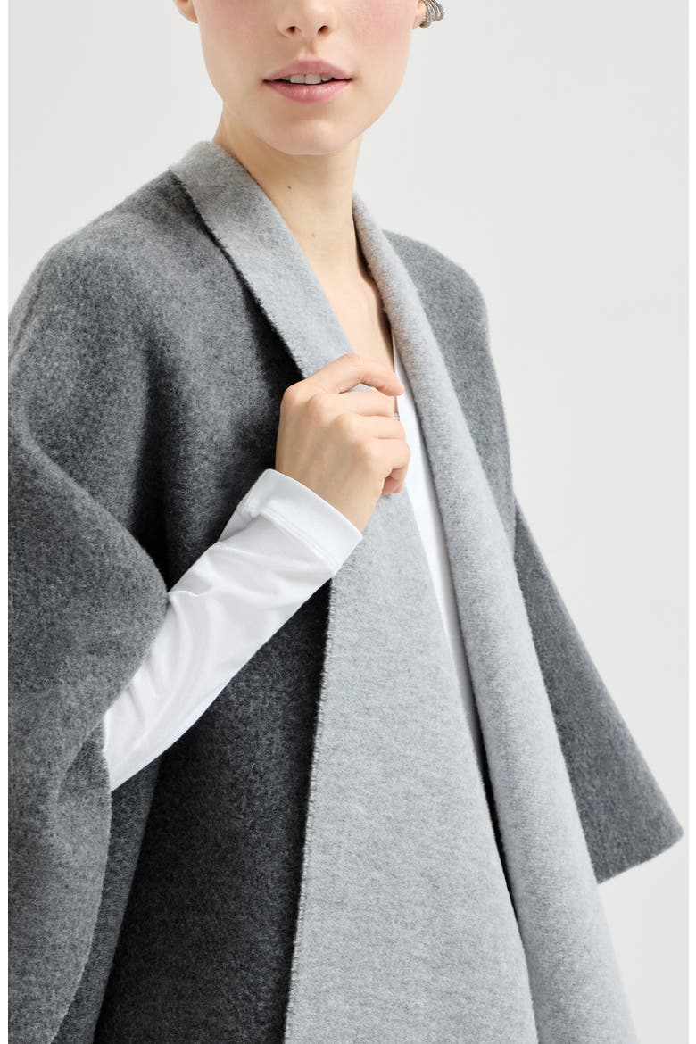 Wool and cashmere double knit poncho, Alternate, color, Medium Grey