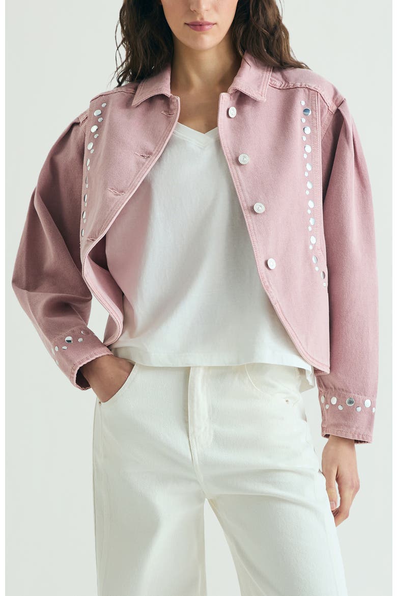 Denim Studs Jacket, Main, color, LightPink