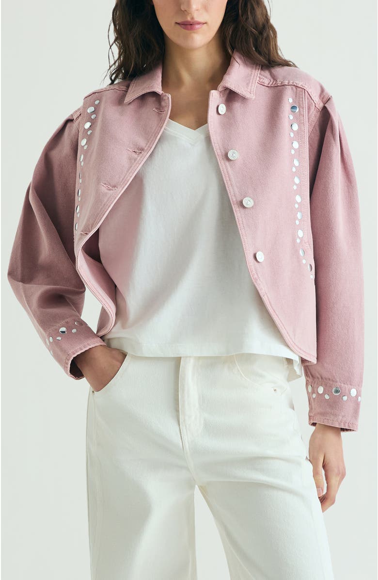 Scalpers Denim Studs Jacket, Main, color, Lightpink