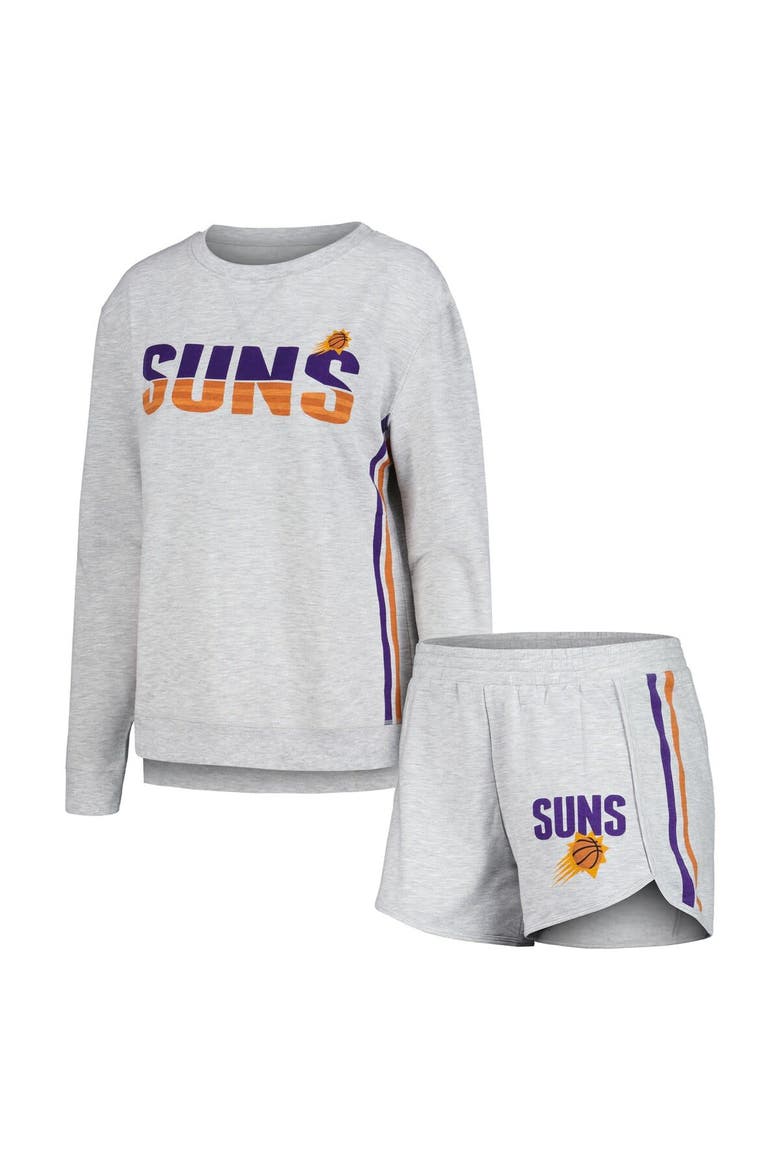 Women's Concepts Sport Gray Phoenix Suns Cedar Long Sleeve T-Shirt & Shorts Sleep Set, Main, color, Gray