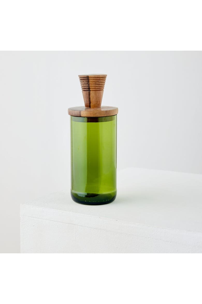 Wooden Topped Green Apothecary Jar, Main, color, Green - Tapered