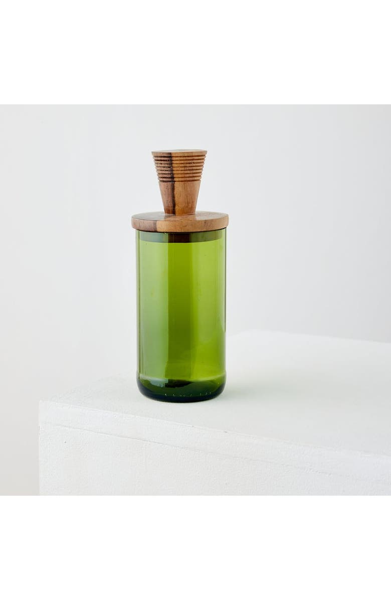 kanju Interiors Wooden Topped Green Apothecary Jar, Main, color, Green - Tapered