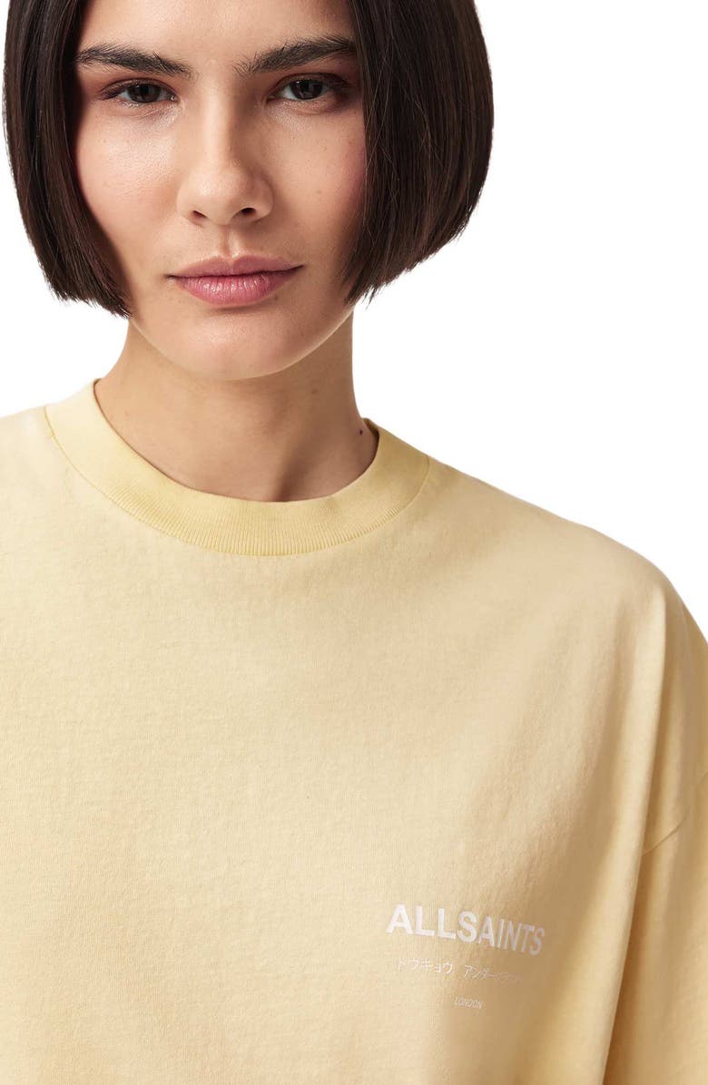 AllSaints Underground Etta Cotton Graphic T-Shirt, Alternate, color, Hay Yellow