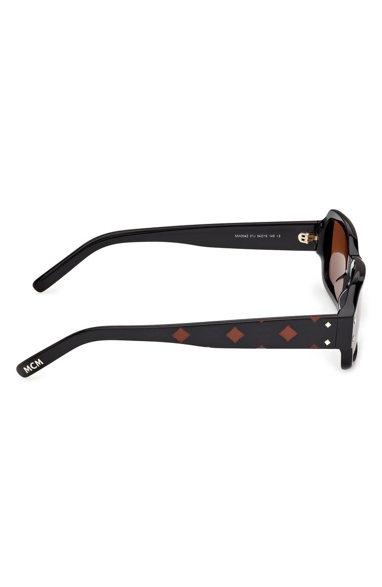 MCM 54mm Rectangular Sunglasses, Alternate, color, Shiny Black / Solid Cognac