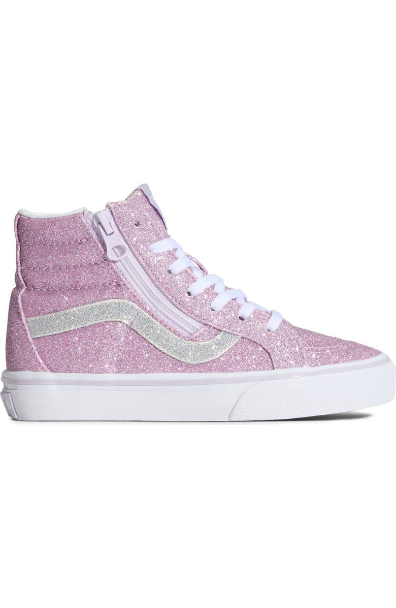 Vans Kids' Sk8-Hi Reissue Side Zip Sneaker, Alternate, color, Glitter Lilac Mist