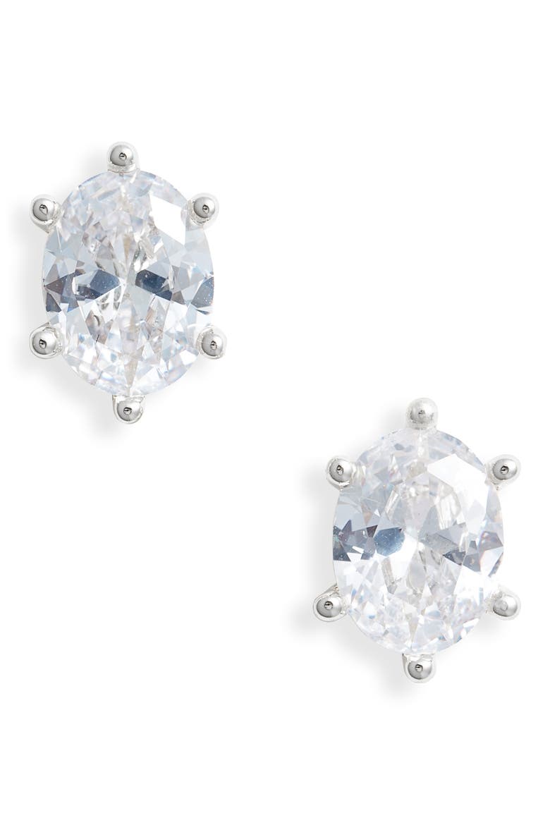 Cailin Cubic Zirconia Stud Earrings, Main, color, RHODIUM METAL WHITE