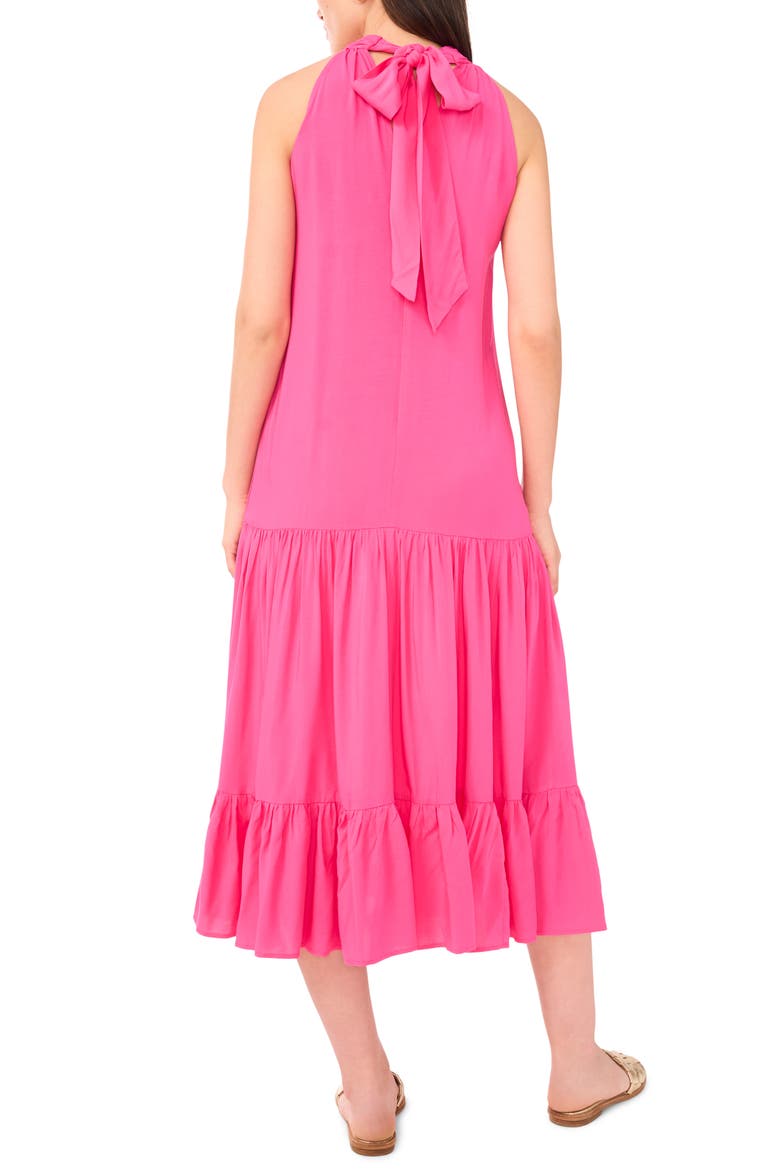 Tiered Midi Dress, Alternate, color, HOT PINK