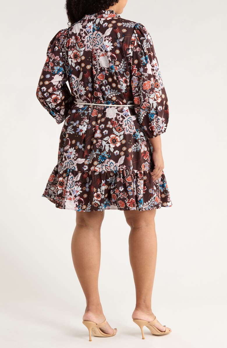 SUGARLIPS Journee Floral Jazlyn Tie Waist Dress, Alternate, color, Brown