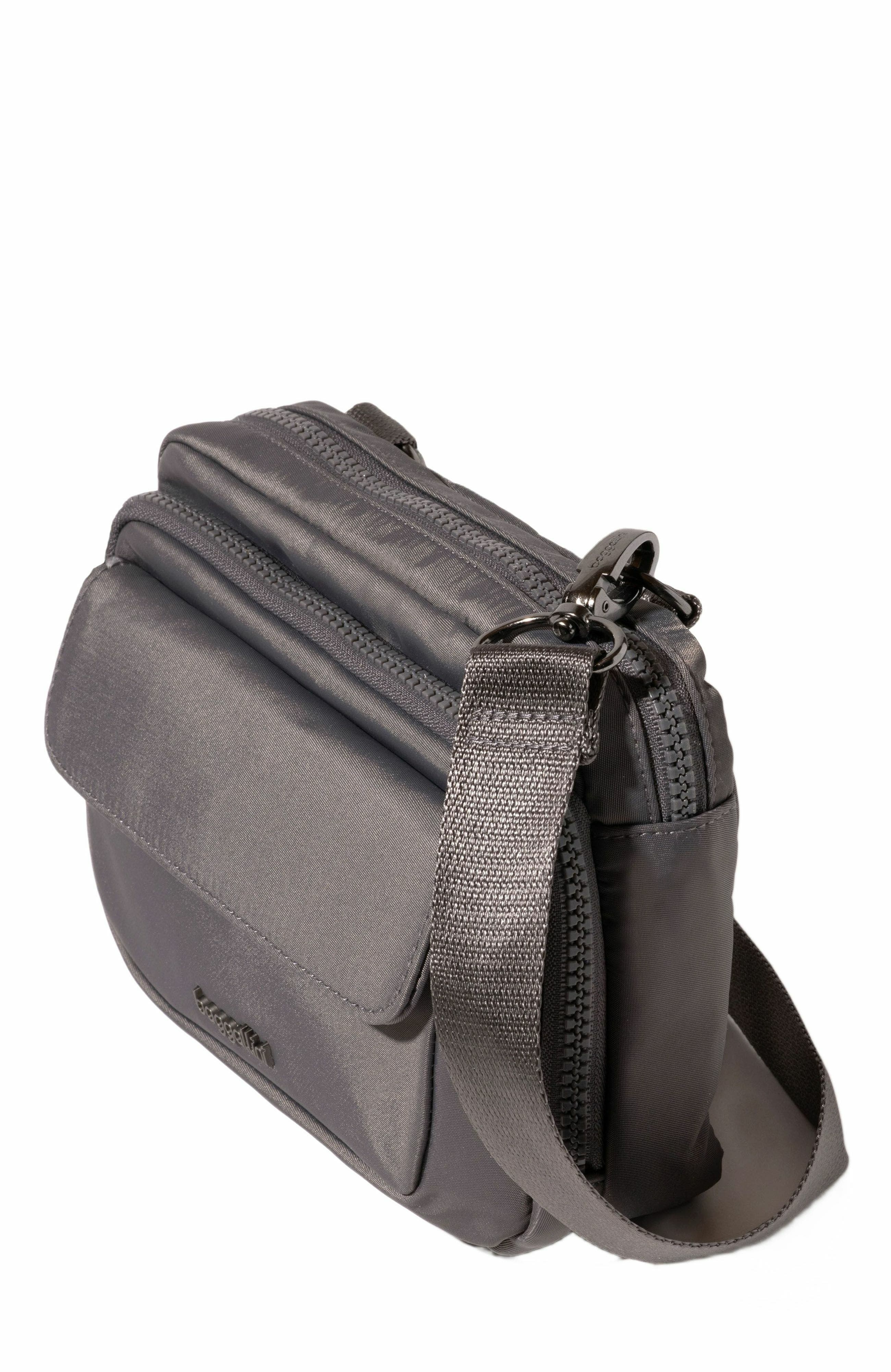 BAGGALLINI Modern Double Zip Crossbody Bag, Alternate, color, Smoke Twill