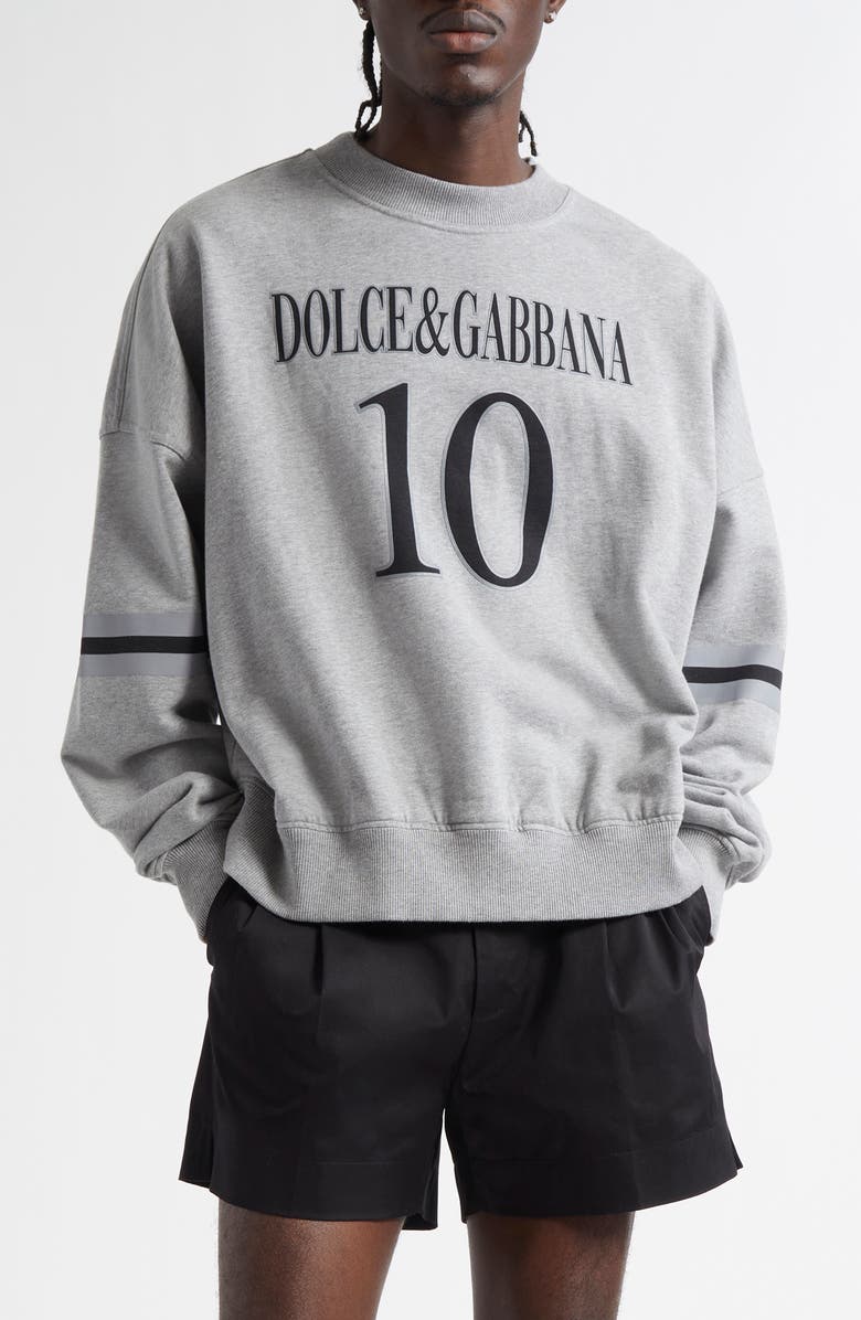 Dolce&Gabbana Stampa Oversize Logo Graphic Sweatshirt, Main, color, Melange Grigi