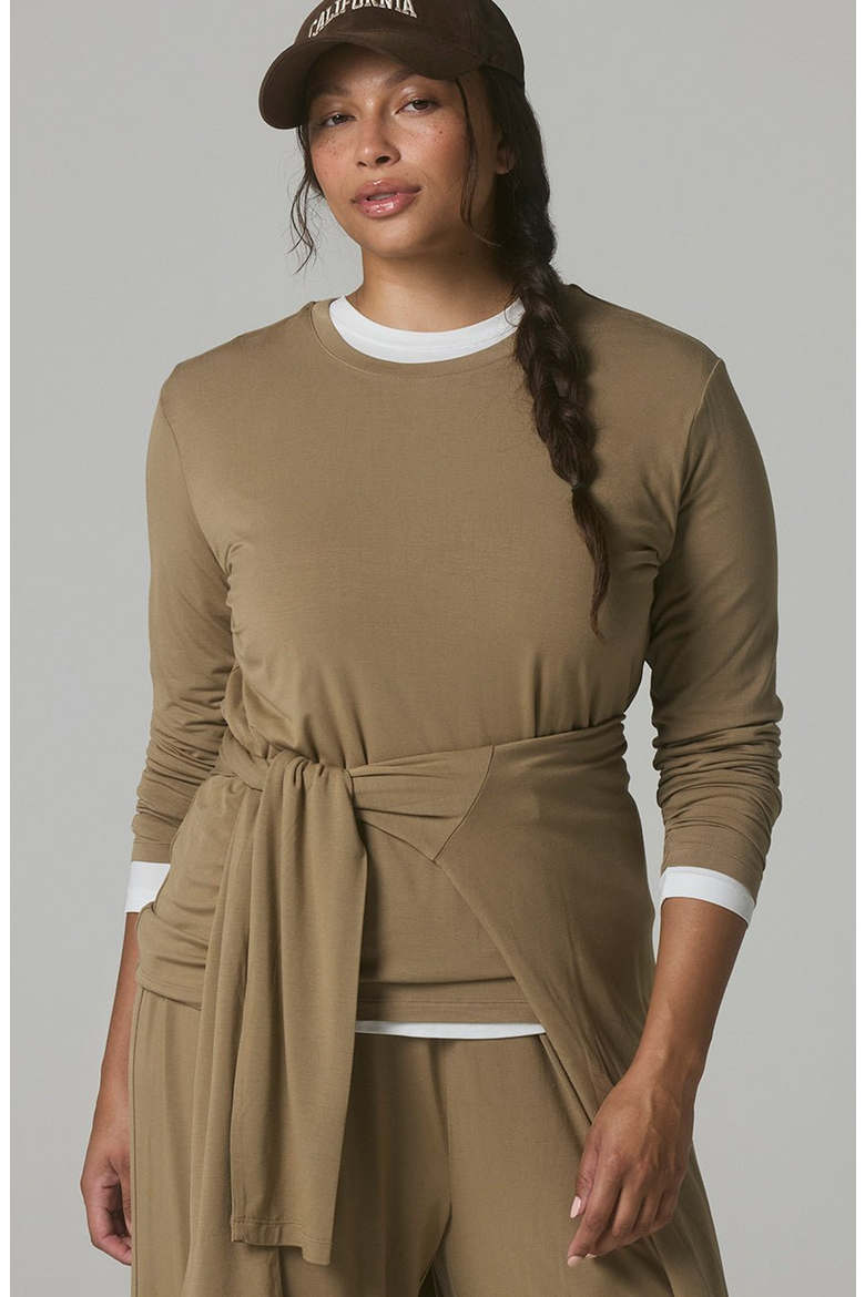 Modal Long Sleeve Tee, Alternate, color, Toffee