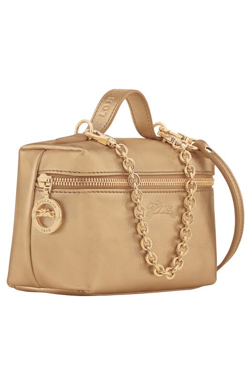 Longchamp Extra Small Le Pliage Xtra Gold Leather Crossbody Bag In Gold