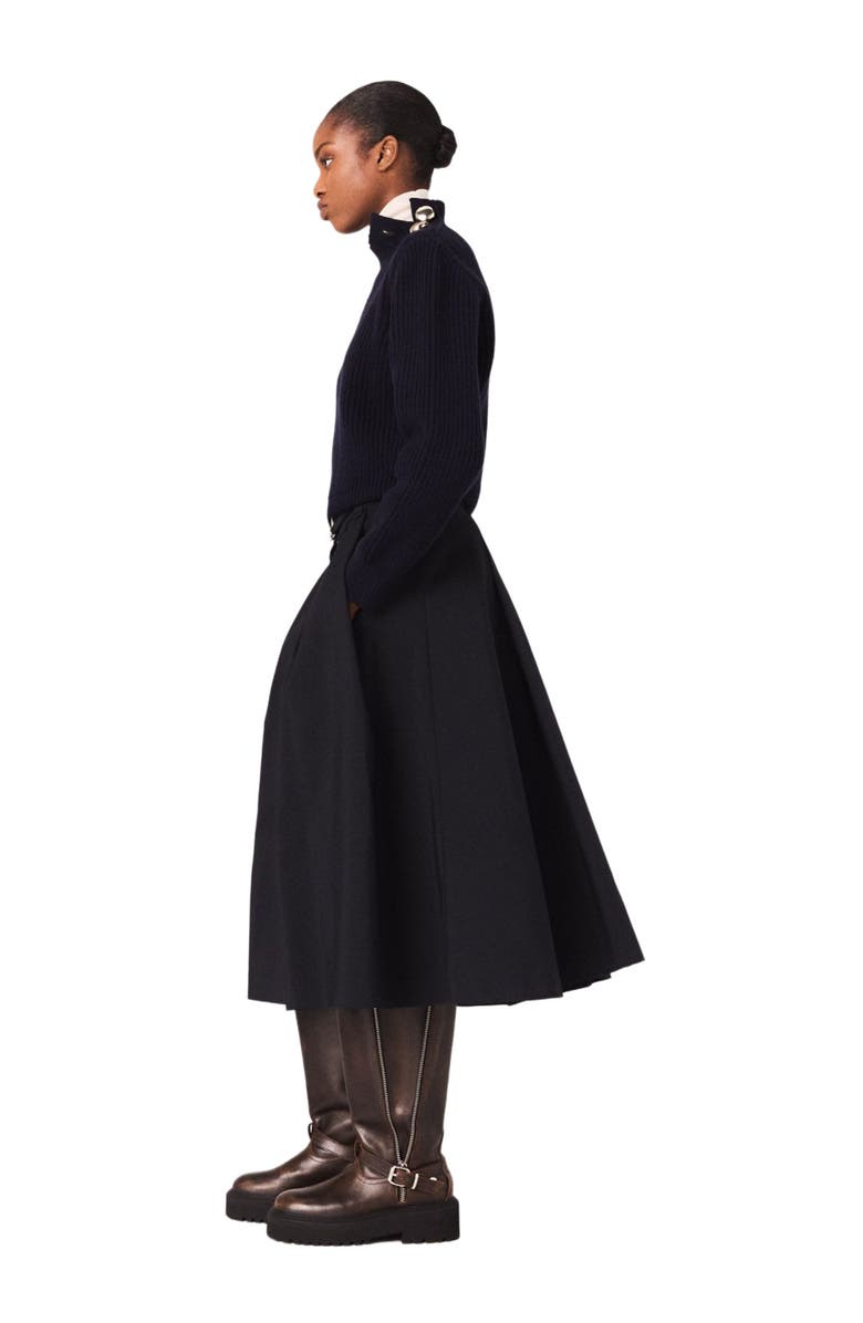 maje Wool roll-neck sweater, Alternate, color, Navy