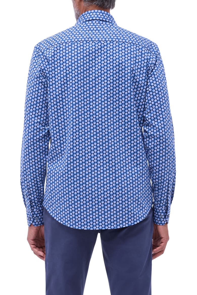 Jimmy OoohCotton® Geo Print Button-Up Shirt, Alternate, color, COBALT