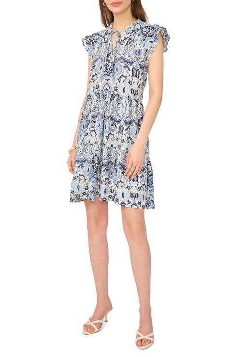 Flutter Cap Sleeve Tiered Dress
