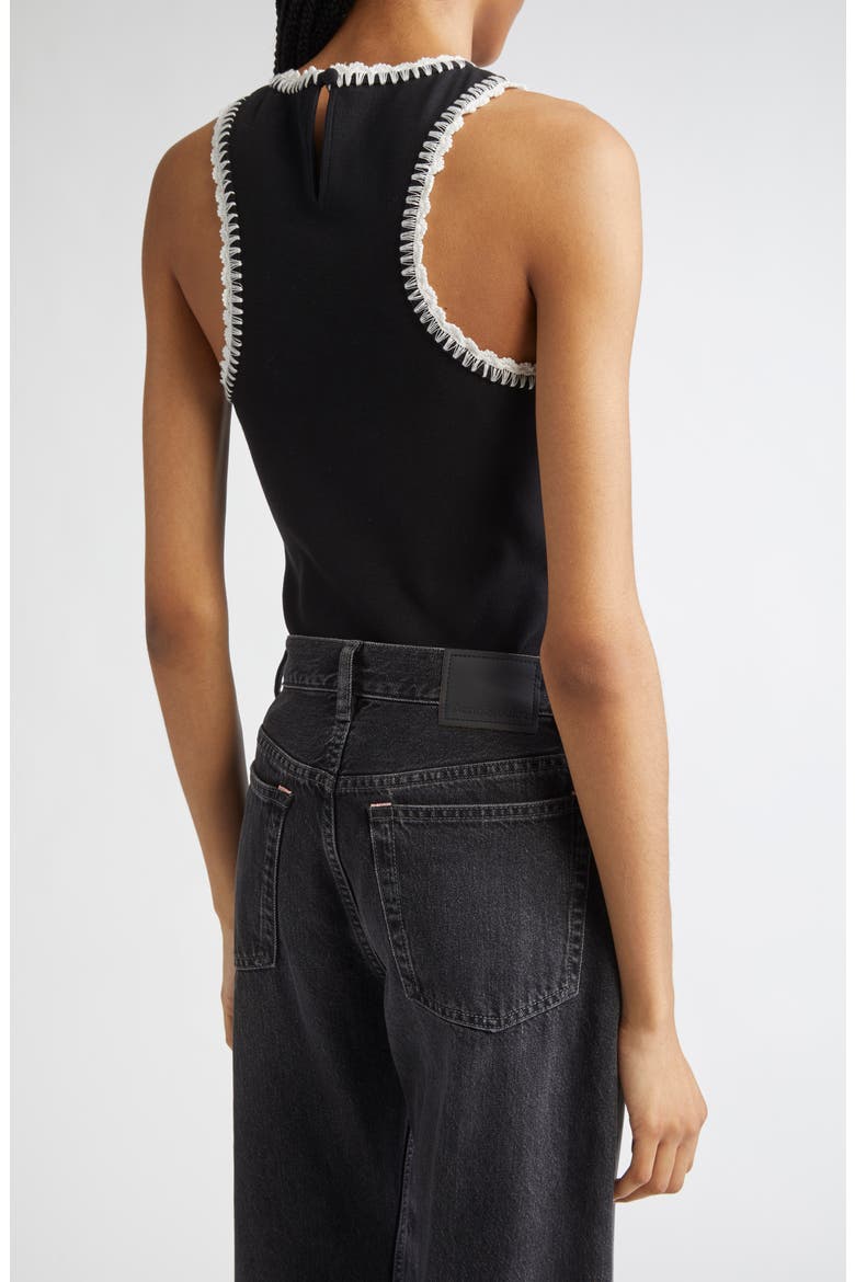 Lizzie Embroidered Contrast Stitch Tank, Alternate, color, BLACK/ IVORY