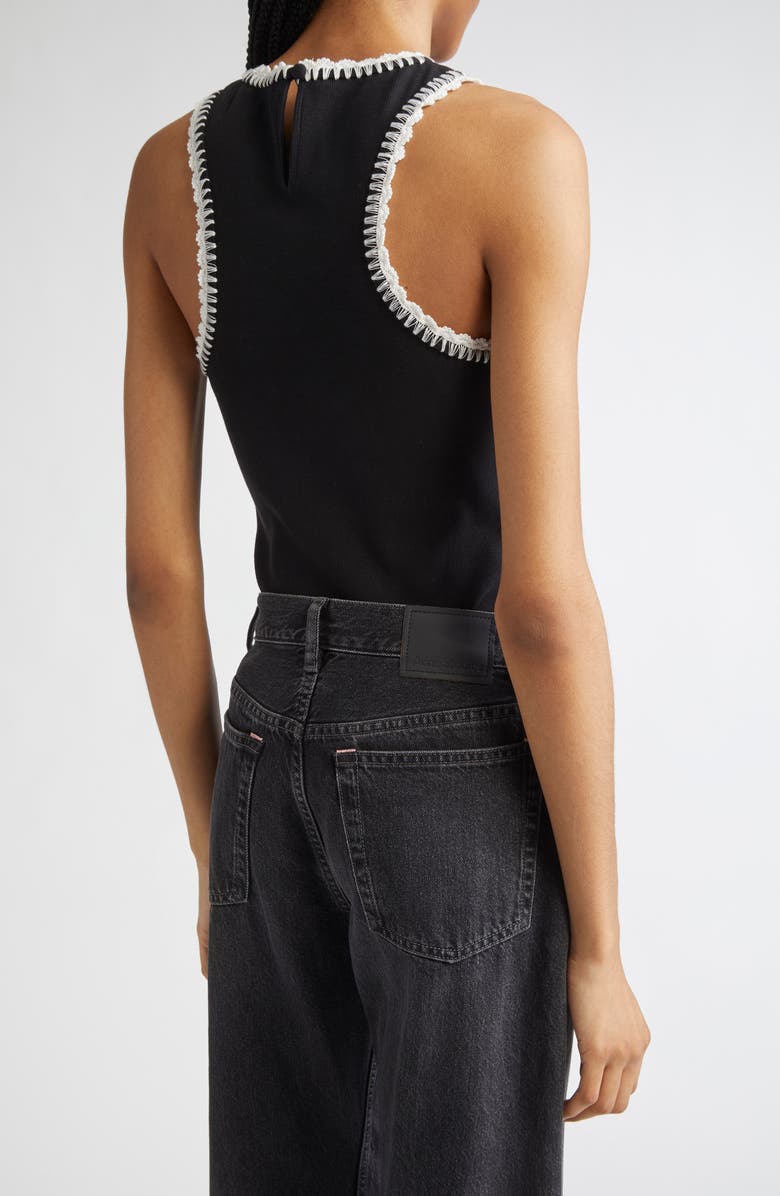 Cinq à Sept Lizzie Embroidered Contrast Stitch Tank, Alternate, color, Black/ Ivory