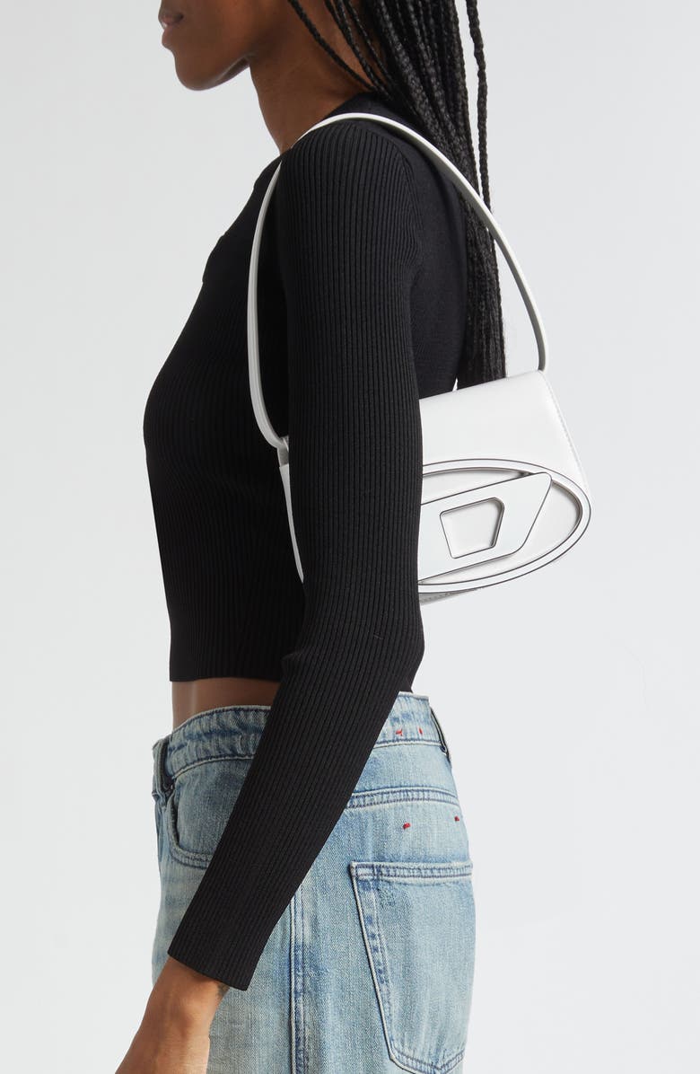 DIESEL<sup>®</sup> 1DR Logo Leather Shoulder Bag, Alternate, color, White