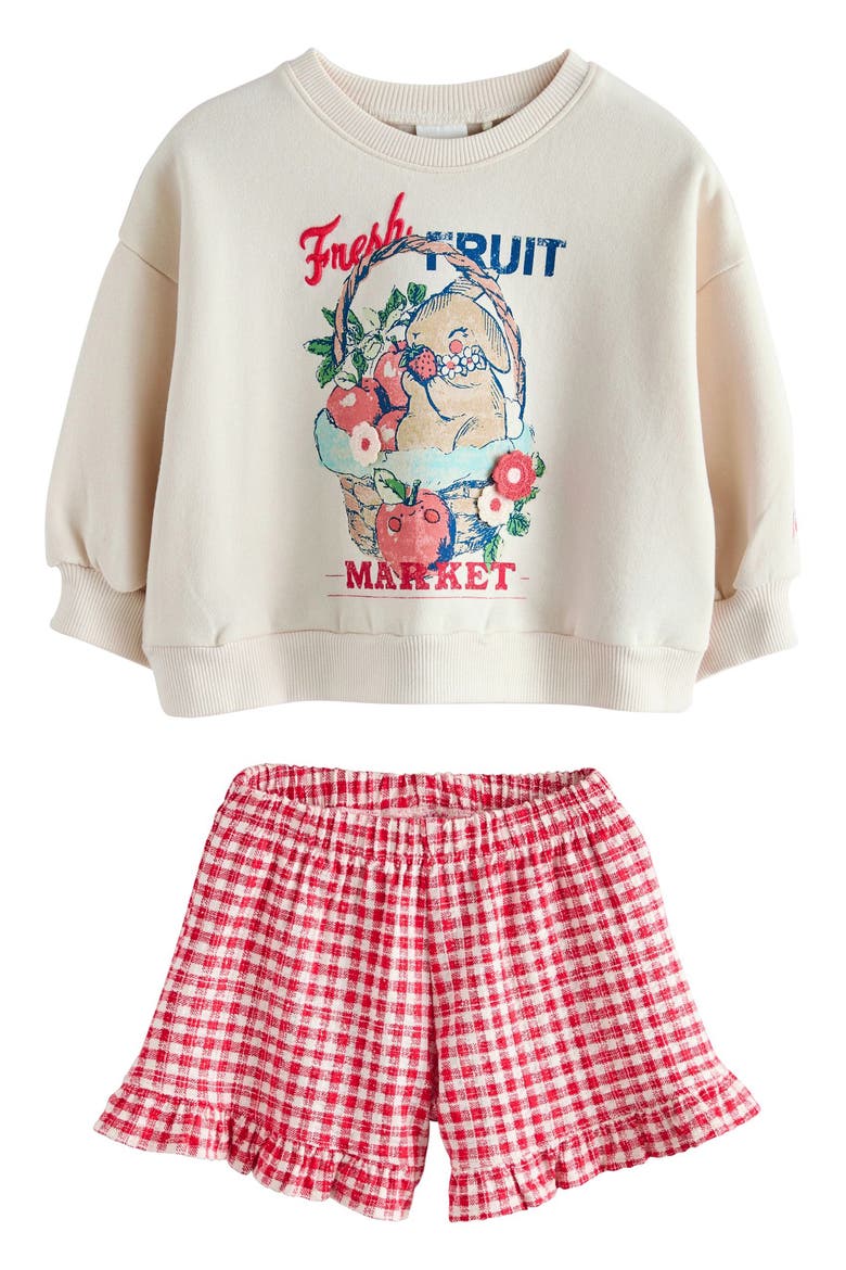 Kids' Fruit Sweatshirt & Frill Shorts Set, Main, color, CREAM