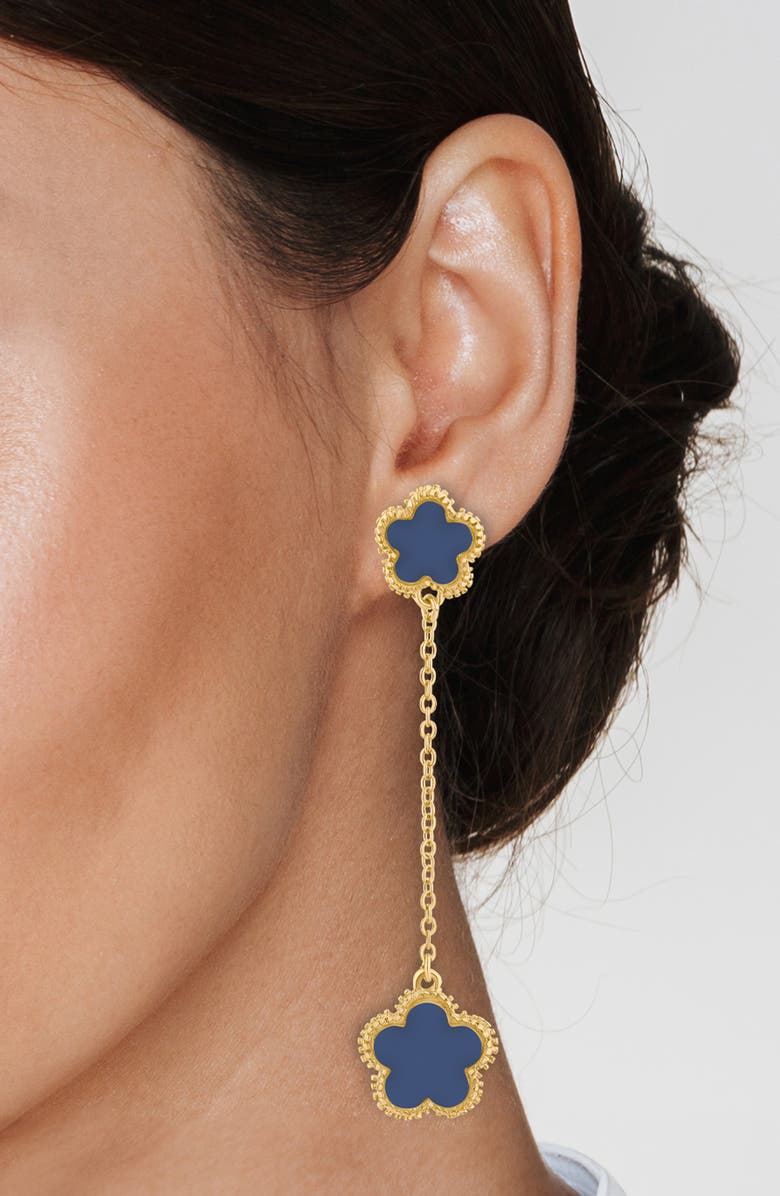 JARDIN Resin Clover Drop Earrings, Alternate, color, Navy/ Gold
