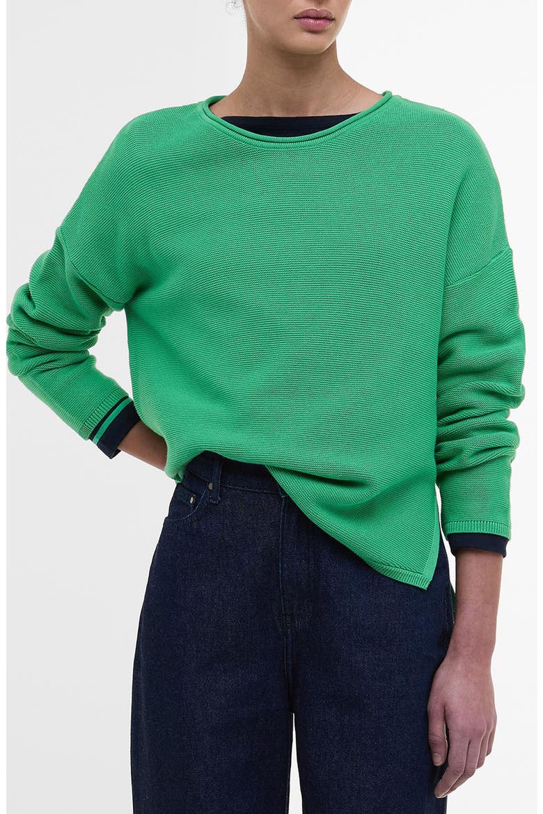 Marine Relaxed Fit Cotton Sweater, Main, color, KELLY GREEN