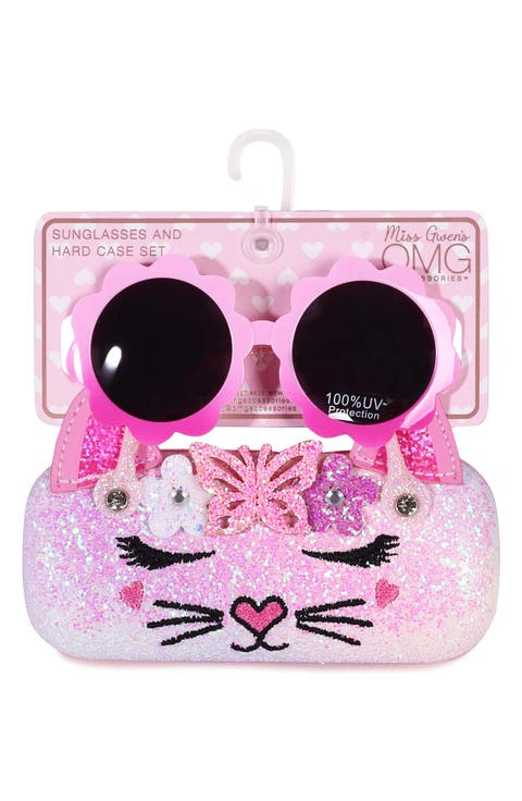 Kids' Bella Daisy Flower Sunglasses & Cat Handle Case Set (Big Kid)