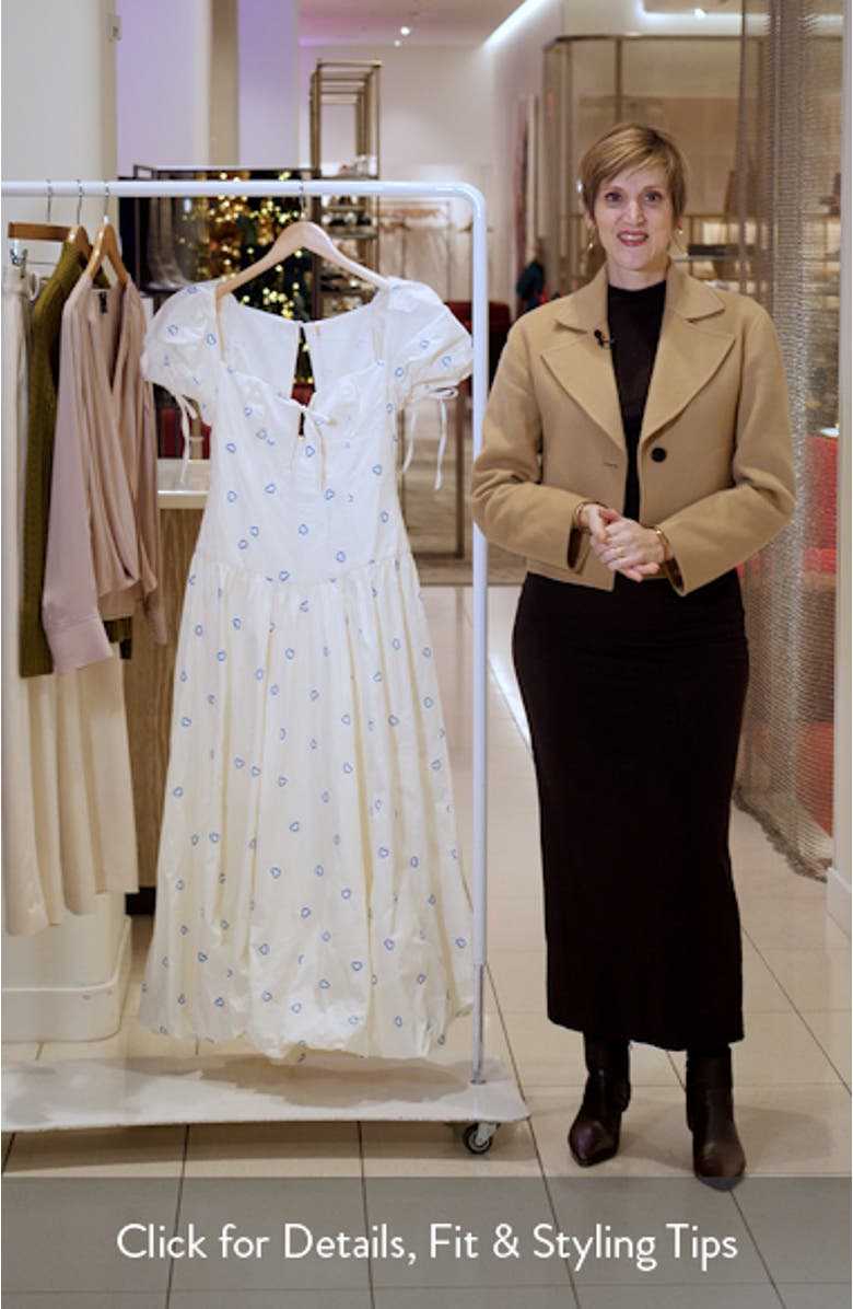 Bali Sprinkled Heart Puff Sleeve Cotton Maxi Dress, sales video thumbnail