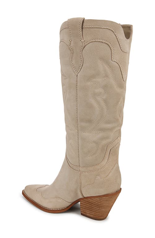 Sam Edelman James Wide Calf Western Boot Ivory Sand Suede In Ivory Sand