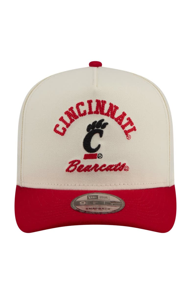 New Era Men's New Era Cream/Red Cincinnati Bearcats Two-Tone Arched 9FIFTY Snapback Hat, Alternate, color, Cream