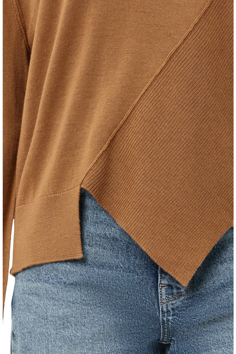 Isla Asymmetric Sweater, Alternate, color, CARAMEL BROWN