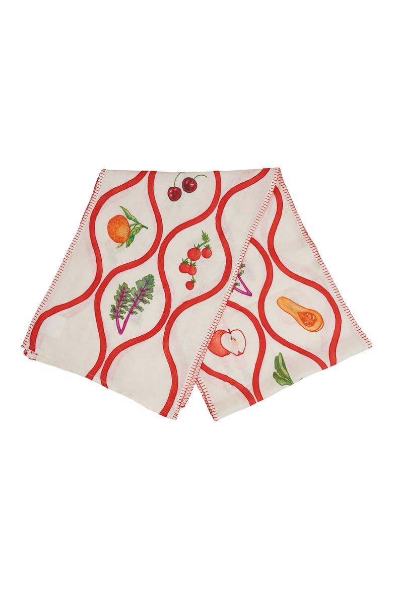 Still Life Linen Table Runner, Alternate, color, RED RIBBON