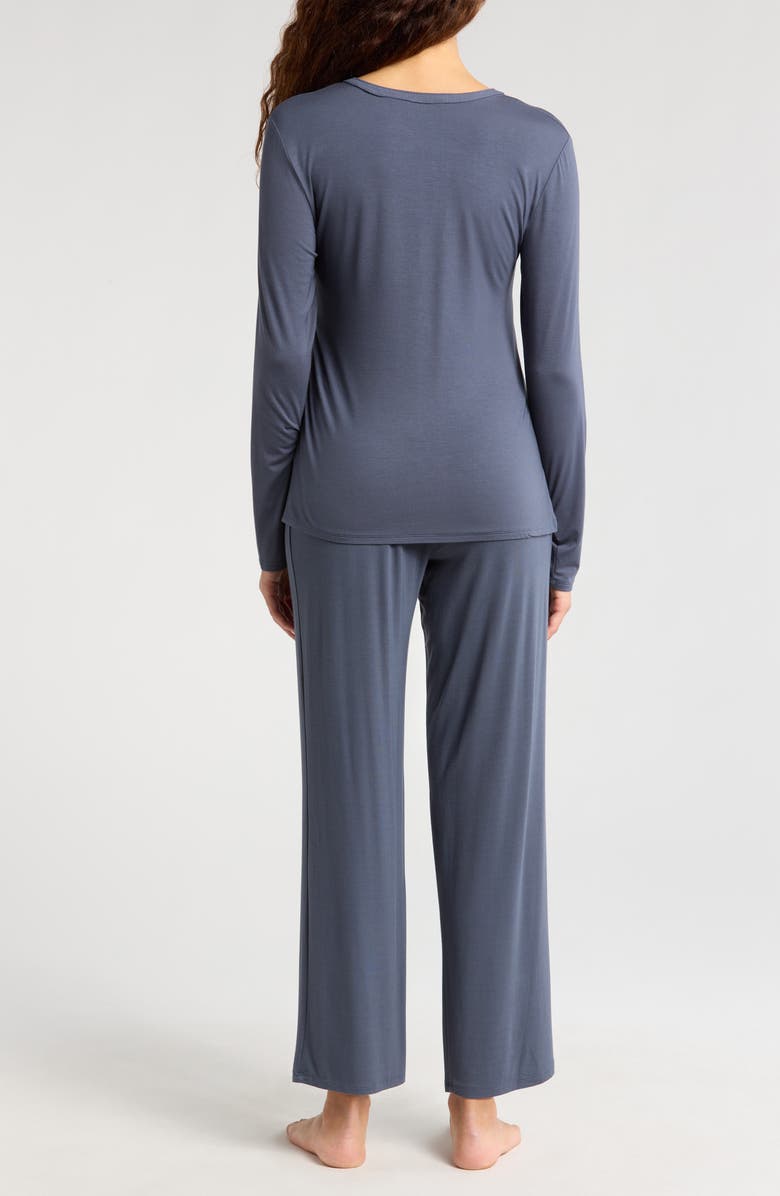 Natori Essentials Lace Trim Jersey Pajamas, Alternate, color, Ash Navy